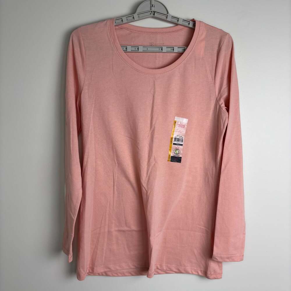 NO BOUNDARIES NEW Long Sleeve Tee Juniors L 11-13 Pink Stretch Round Neck